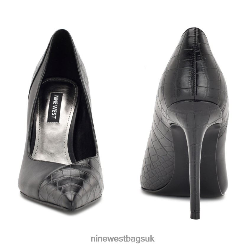 Nine West Flava Pointy Toe Pumps RFX40B1671 - Nine West UK Sale Black/Croco