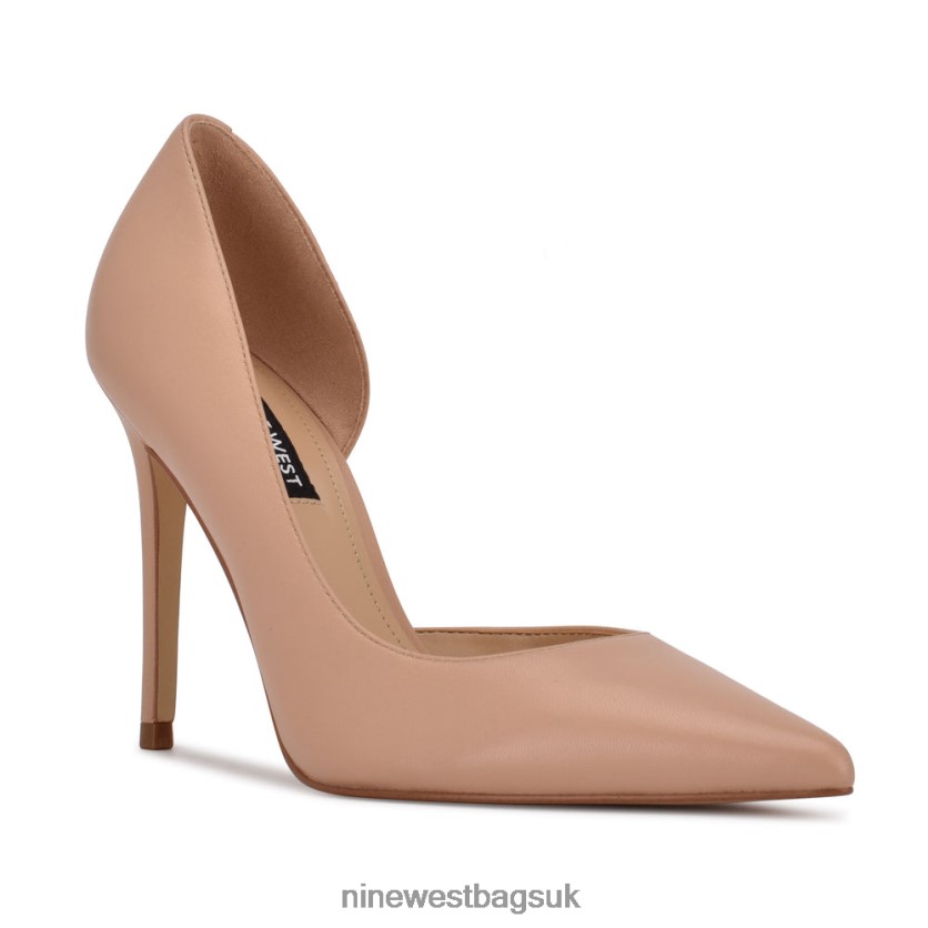 Nine West Folowe d\'Orsay Pointy Toe Pumps RFX40B1427 - Nine West UK Sale Warm Blush Leather