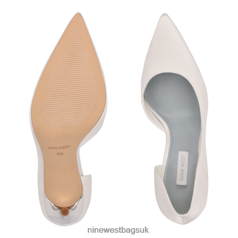 Nine West Folowe d\'Orsay Pointy Toe Pumps RFX40B1438 - Nine West Sandals UK White Satin