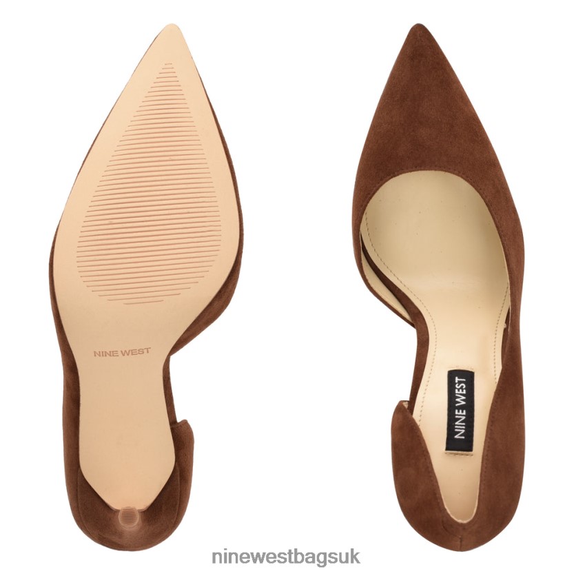 Nine West Folowe d\'Orsay Pointy Toe Pumps RFX40B1582 - Nine West Sandals UK Medium Brown Suede