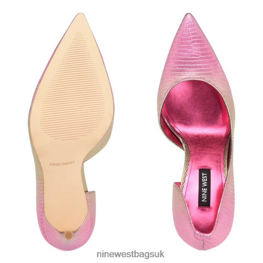 Nine West Folowe d\'Orsay Pointy Toe Pumps RFX40B1601 - Nine West UK Pink Metallic Lizard