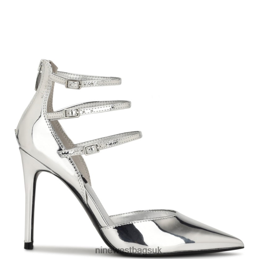 Nine West Frann d'Orsay Strappy Pumps RFX40B1381 - Nine West UK Silver Mirror Metallic