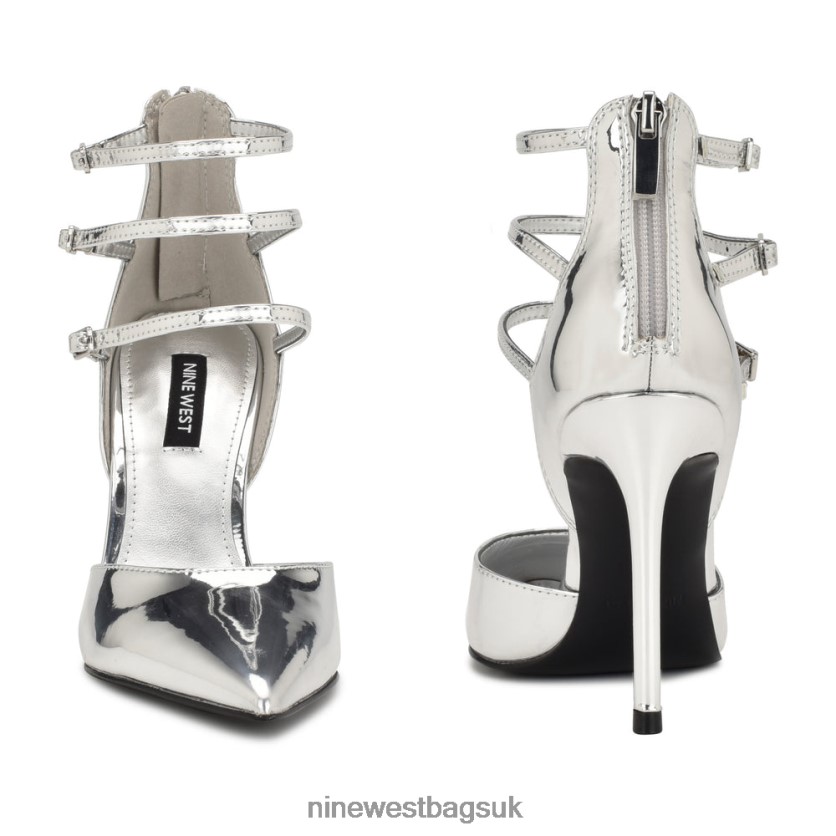 Nine West Frann d\'Orsay Strappy Pumps RFX40B1381 - Nine West UK Silver Mirror Metallic