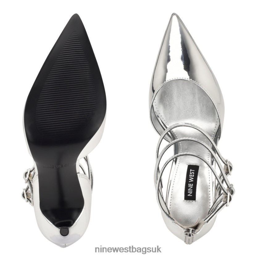 Nine West Frann d\'Orsay Strappy Pumps RFX40B1381 - Nine West UK Silver Mirror Metallic