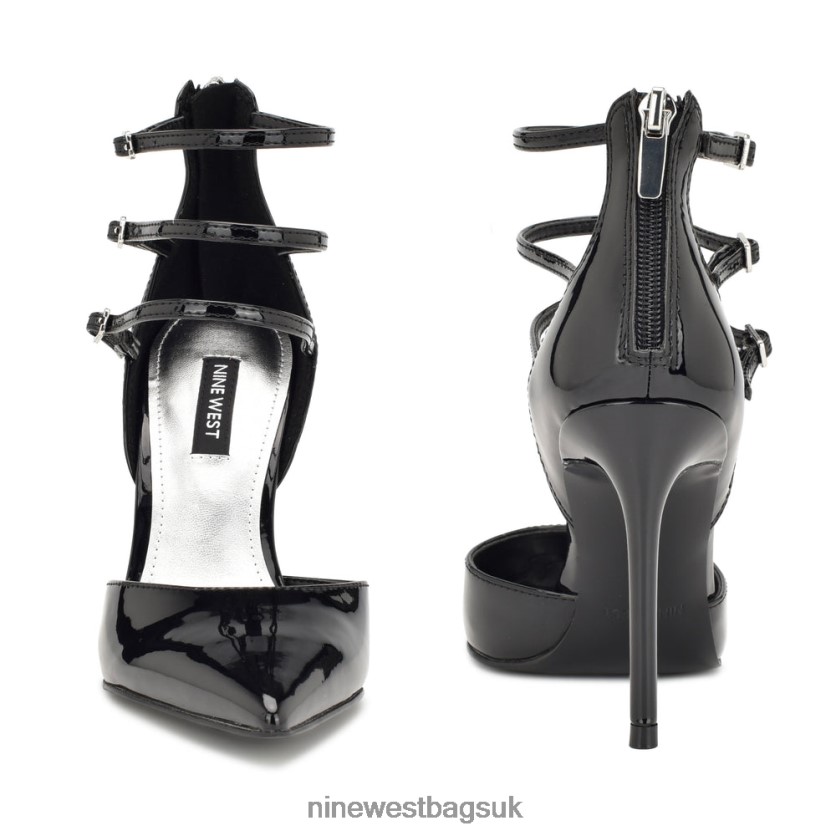 Nine West Frann d\'Orsay Strappy Pumps RFX40B1382 - Nine West Sandals UK Black Patent