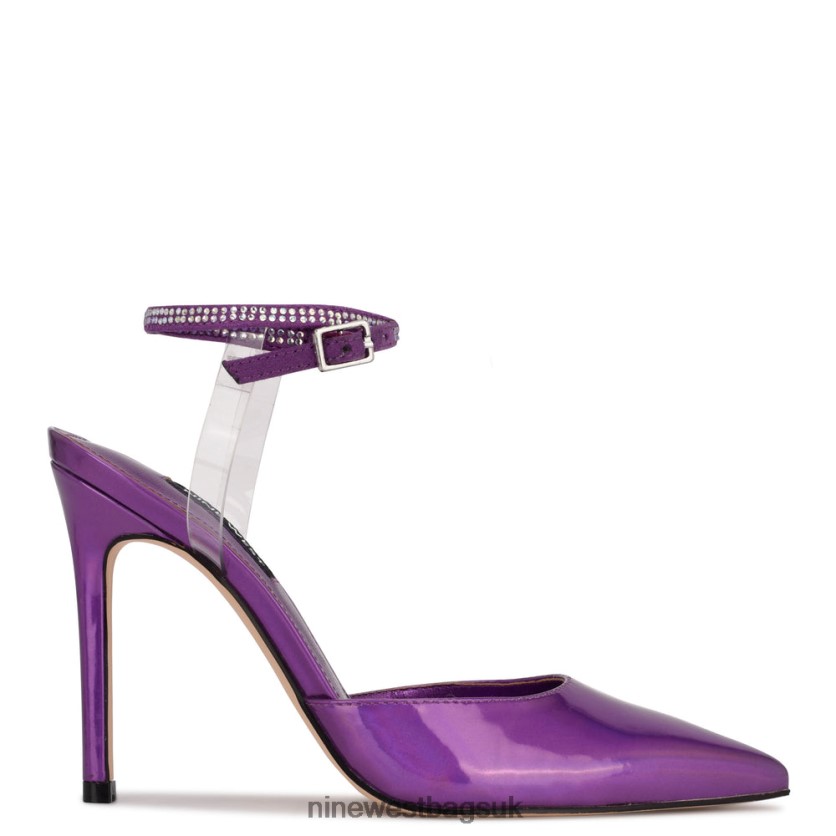 Nine West Frant Ankle Wrap Pumps RFX40B1423 - Nine West UK Sale Purple/Clear Metallic