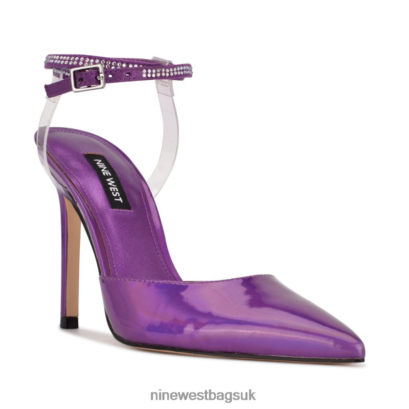 Nine West Frant Ankle Wrap Pumps RFX40B1423 - Nine West UK Sale Purple/Clear Metallic