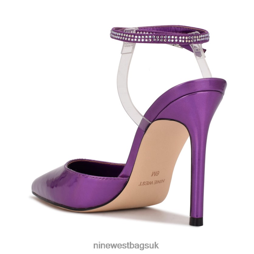 Nine West Frant Ankle Wrap Pumps RFX40B1423 - Nine West UK Sale Purple/Clear Metallic