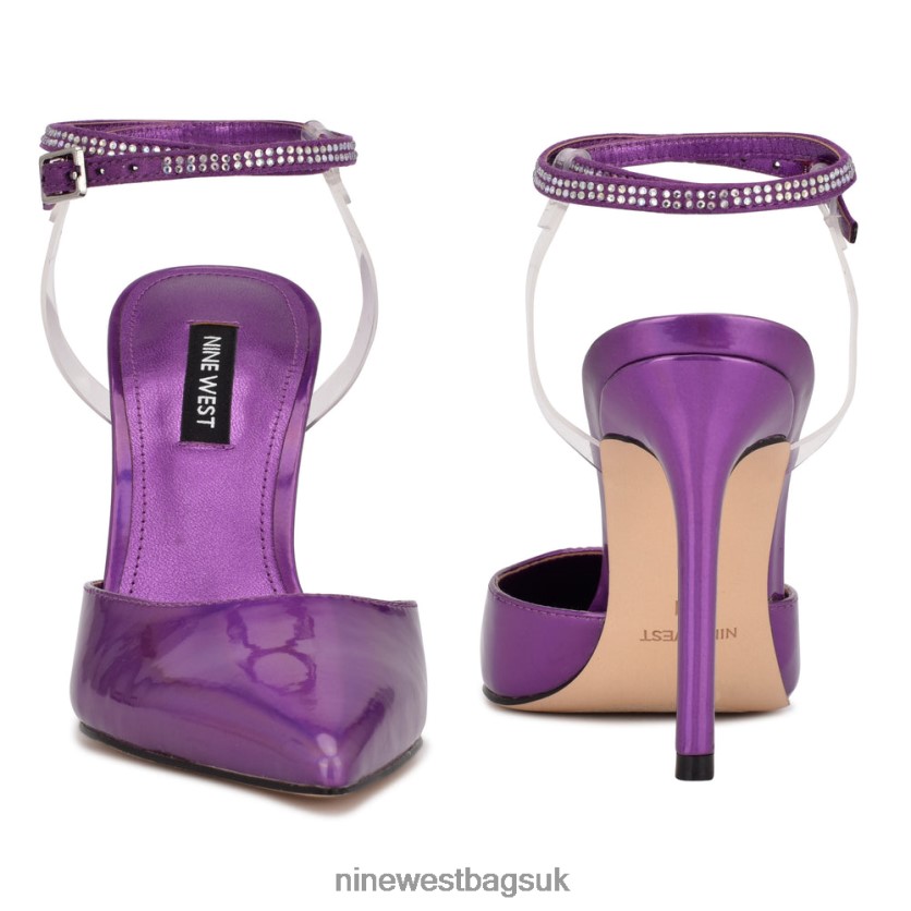 Nine West Frant Ankle Wrap Pumps RFX40B1423 - Nine West UK Sale Purple/Clear Metallic