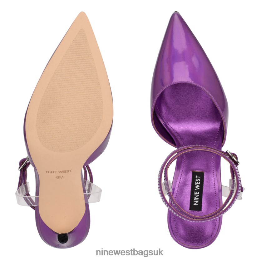 Nine West Frant Ankle Wrap Pumps RFX40B1423 - Nine West UK Sale Purple/Clear Metallic