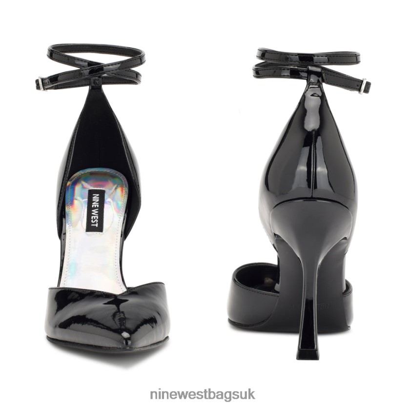 Nine West Frends Ankle Strap d\'Orsay Pumps RFX40B1380 - Nine West Bags UK Black Patent