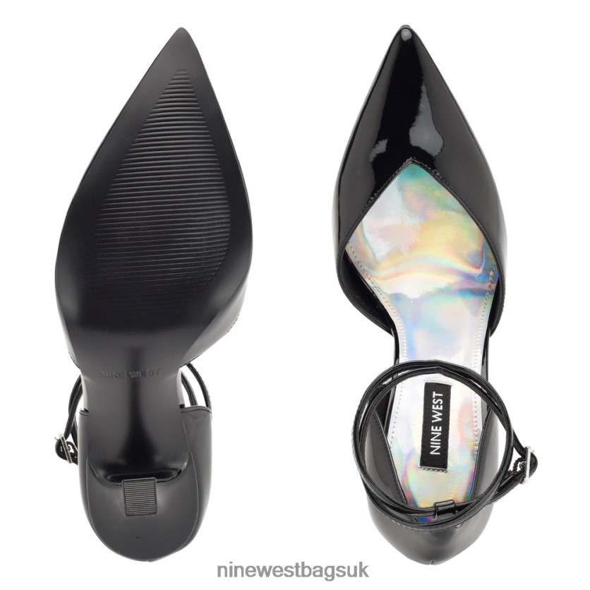 Nine West Frends Ankle Strap d\'Orsay Pumps RFX40B1563 - Nine West UK Sale Black Patent