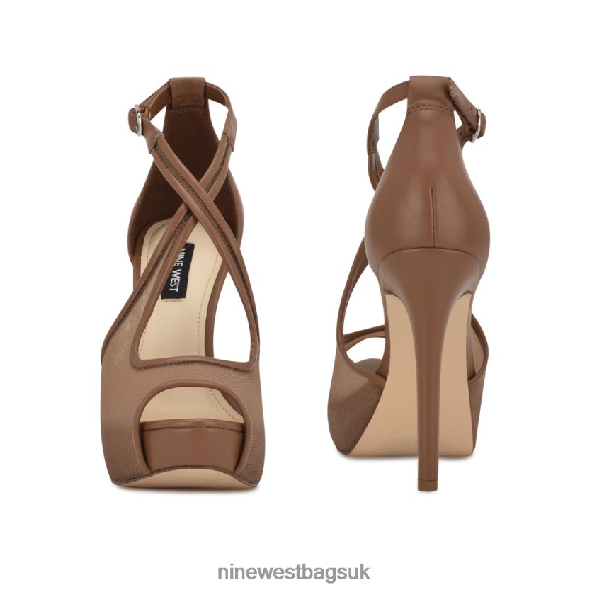 Nine West Hanya Peep Toe Platform Pumps RFX40B1455 - Nine West UK Sale Light Brown Mesh