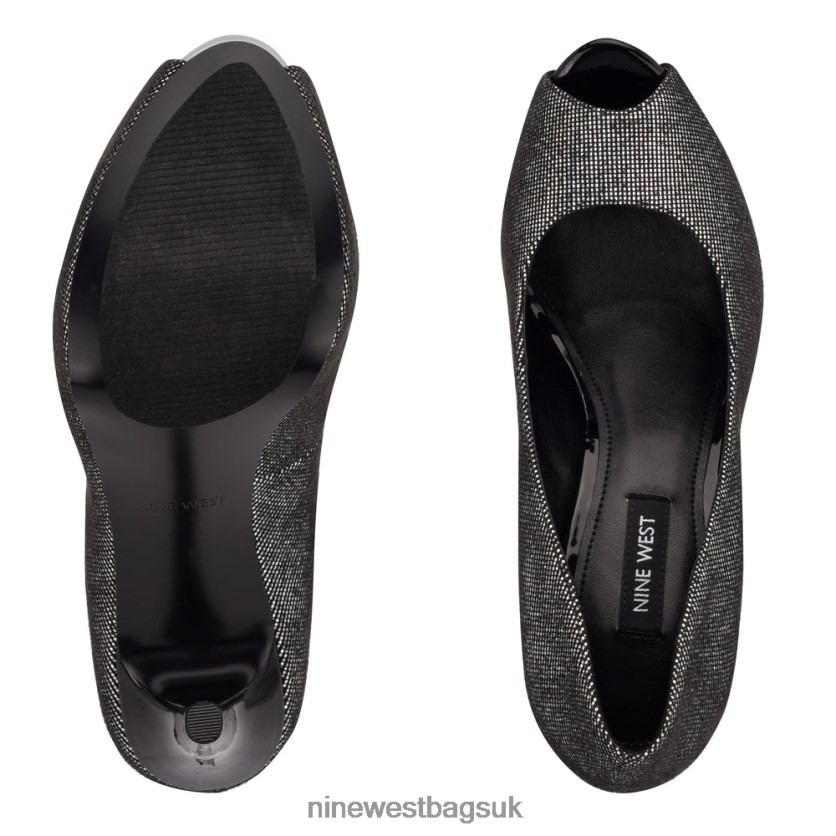 Nine West Hethr Platform Peep Toe Pumps RFX40B1825 - Nine West UK Silver/Black Holographic