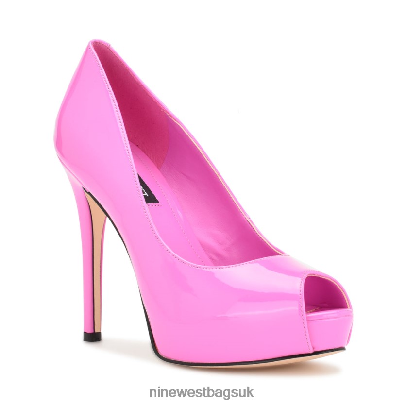 Nine West Hethr Platform Peep Toe Pumps RFX40B917 - Nine West UK Pink Patent