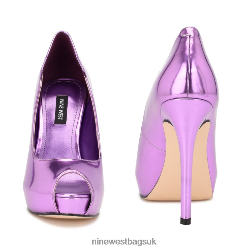 Nine West Hilare Peep Toe Pumps RFX40B1852 - Nine West Bags UK Purple Mirror Metallic