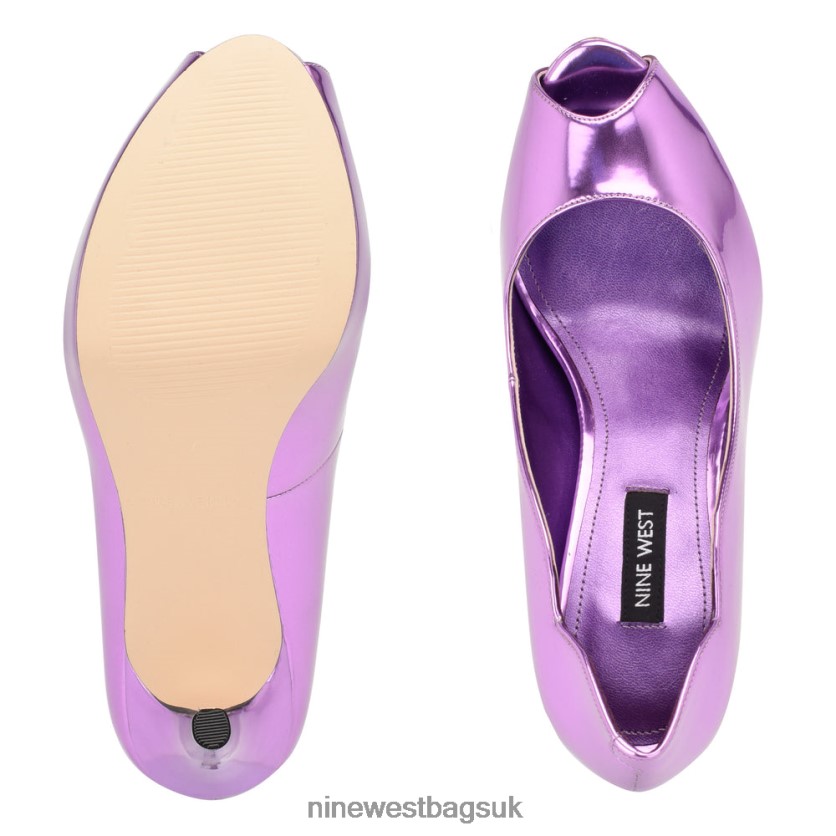 Nine West Hilare Peep Toe Pumps RFX40B1852 - Nine West Bags UK Purple Mirror Metallic