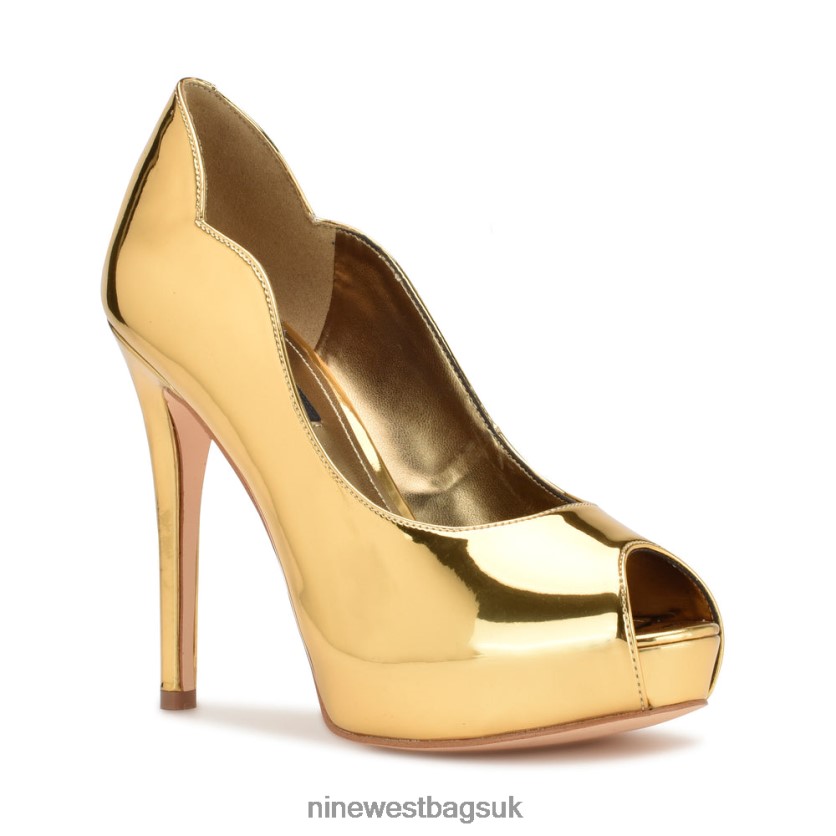 Nine West Hilare Peep Toe Pumps RFX40B1853 - Nine West UK Gold Mirror Metallic
