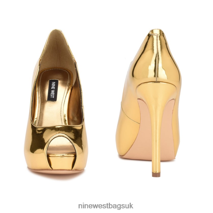 Nine West Hilare Peep Toe Pumps RFX40B1853 - Nine West UK Gold Mirror Metallic