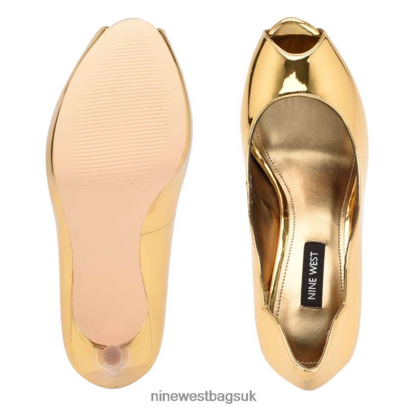 Nine West Hilare Peep Toe Pumps RFX40B1853 - Nine West UK Gold Mirror Metallic