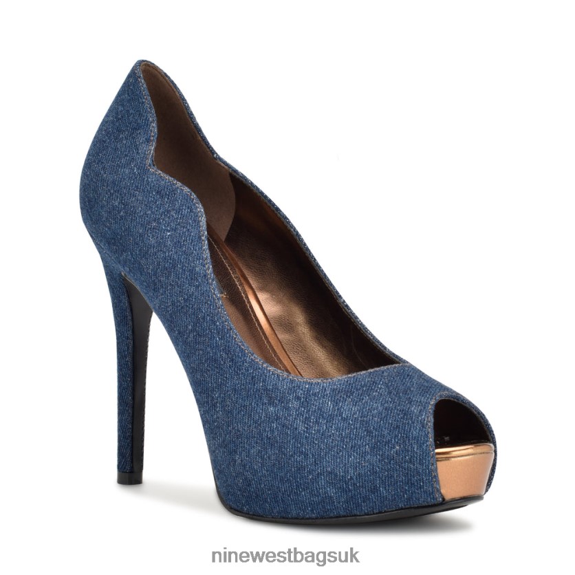 Nine West Hilare Peep Toe Pumps RFX40B873 - Nine West UK Denim