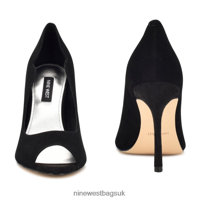 Nine West Kelyan Peep Toe Pumps RFX40B1401 - Nine West UK Black Suede