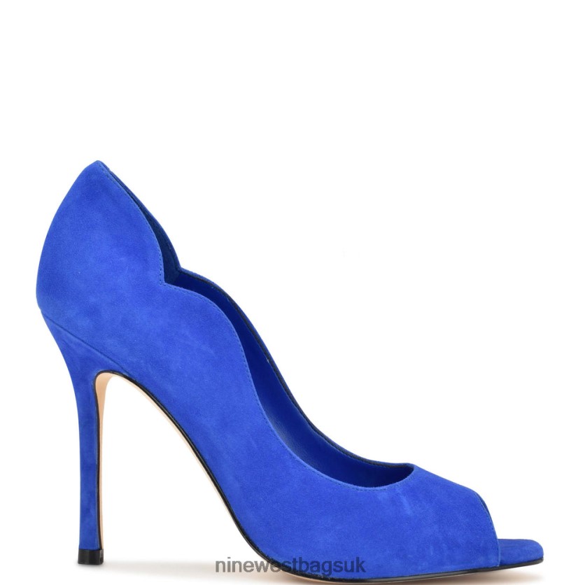 Nine West Kelyan Peep Toe Pumps RFX40B899 - Nine West UK Sale Medium Blue Suede