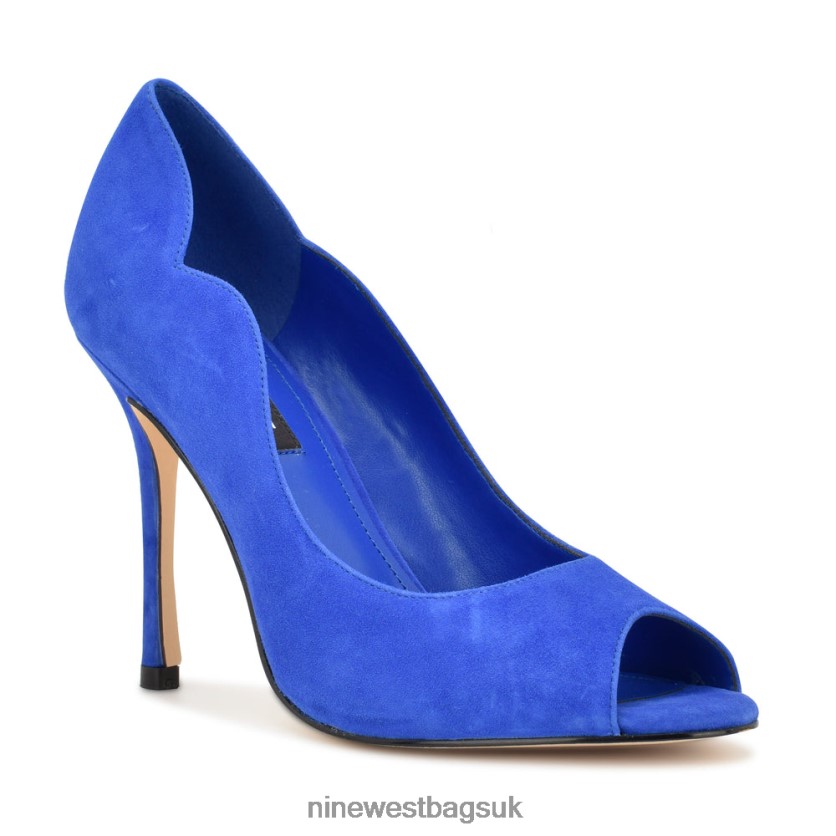 Nine West Kelyan Peep Toe Pumps RFX40B899 - Nine West UK Sale Medium Blue Suede