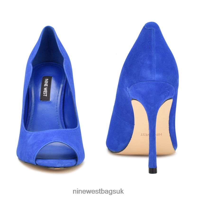 Nine West Kelyan Peep Toe Pumps RFX40B899 - Nine West UK Sale Medium Blue Suede
