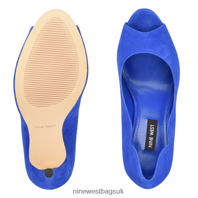 Nine West Kelyan Peep Toe Pumps RFX40B899 - Nine West UK Sale Medium Blue Suede