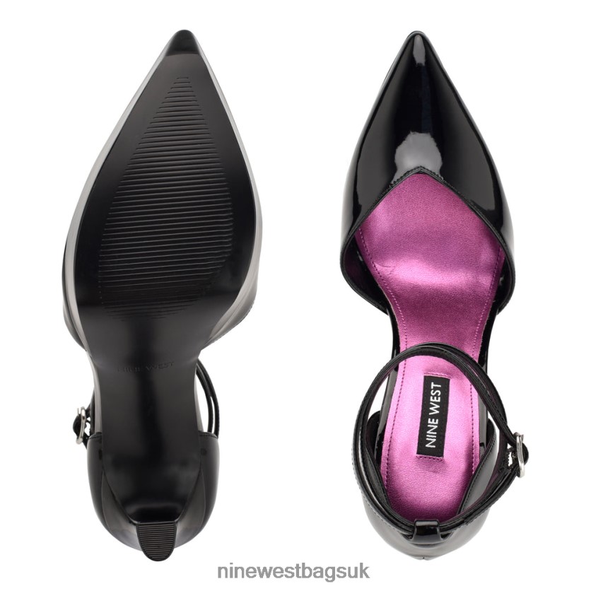 Nine West Linda Ankle Wrap Platform Pumps RFX40B1863 - Nine West UK Sale Black Patent