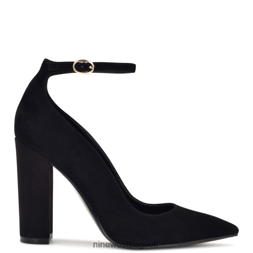 Nine West Plana Ankle Strap Pumps RFX40B1399 - Nine West UK Sale Black Suede