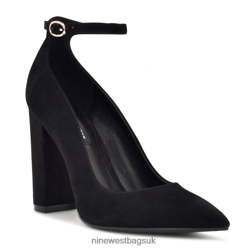 Nine West Plana Ankle Strap Pumps RFX40B1399 - Nine West UK Sale Black Suede