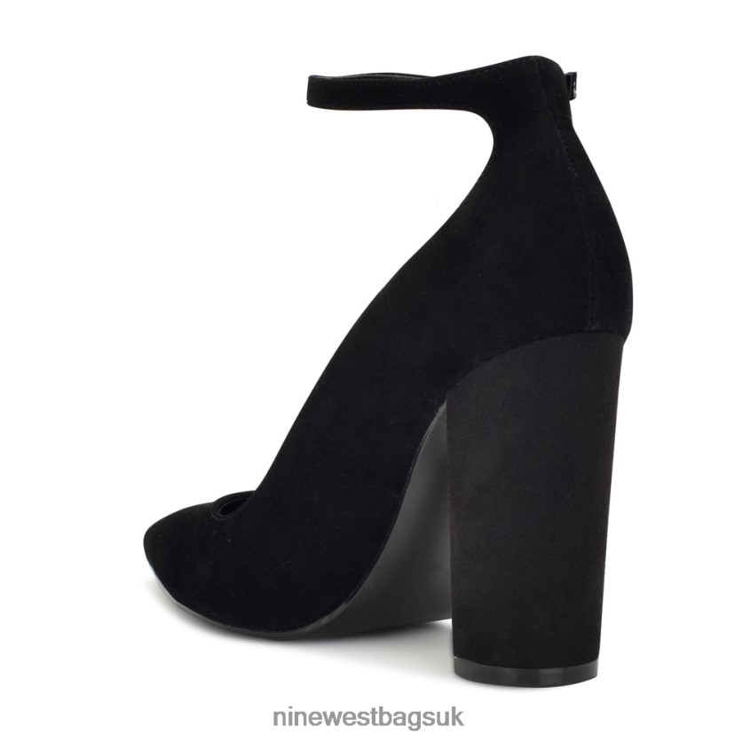 Nine West Plana Ankle Strap Pumps RFX40B1399 - Nine West UK Sale Black Suede