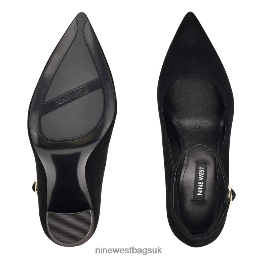 Nine West Plana Ankle Strap Pumps RFX40B1399 - Nine West UK Sale Black Suede
