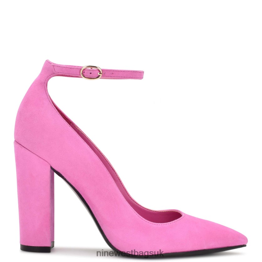 Nine West Plana Ankle Strap Pumps RFX40B892 - Nine West Bags UK Bright Pink Suede