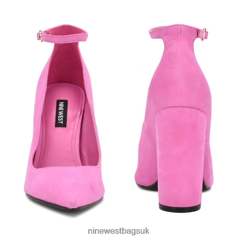 Nine West Plana Ankle Strap Pumps RFX40B892 - Nine West Bags UK Bright Pink Suede