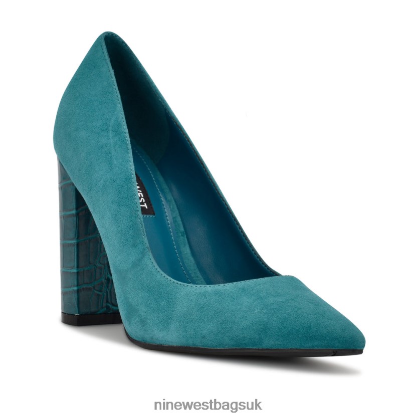 Nine West Power Dress Pumps RFX40B934 - Nine West Sandals UK Teal Suede/Embossed Croco