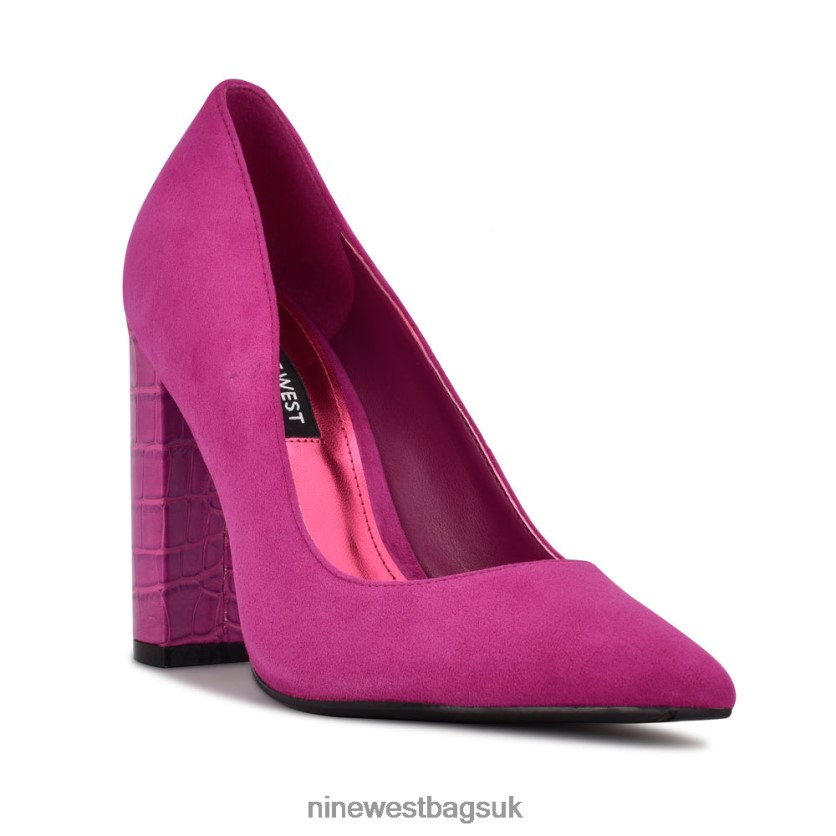 Nine West Power Dress Pumps RFX40B935 - Nine West UK Sale Pink Suede/Embossed Croco