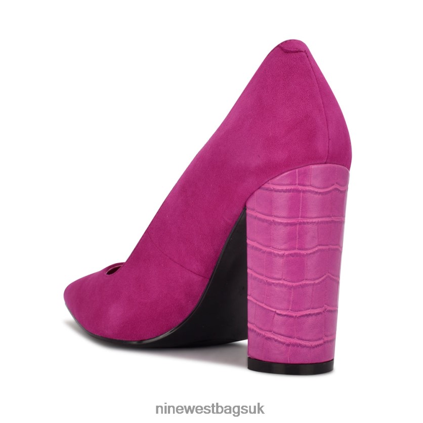 Nine West Power Dress Pumps RFX40B935 - Nine West UK Sale Pink Suede/Embossed Croco