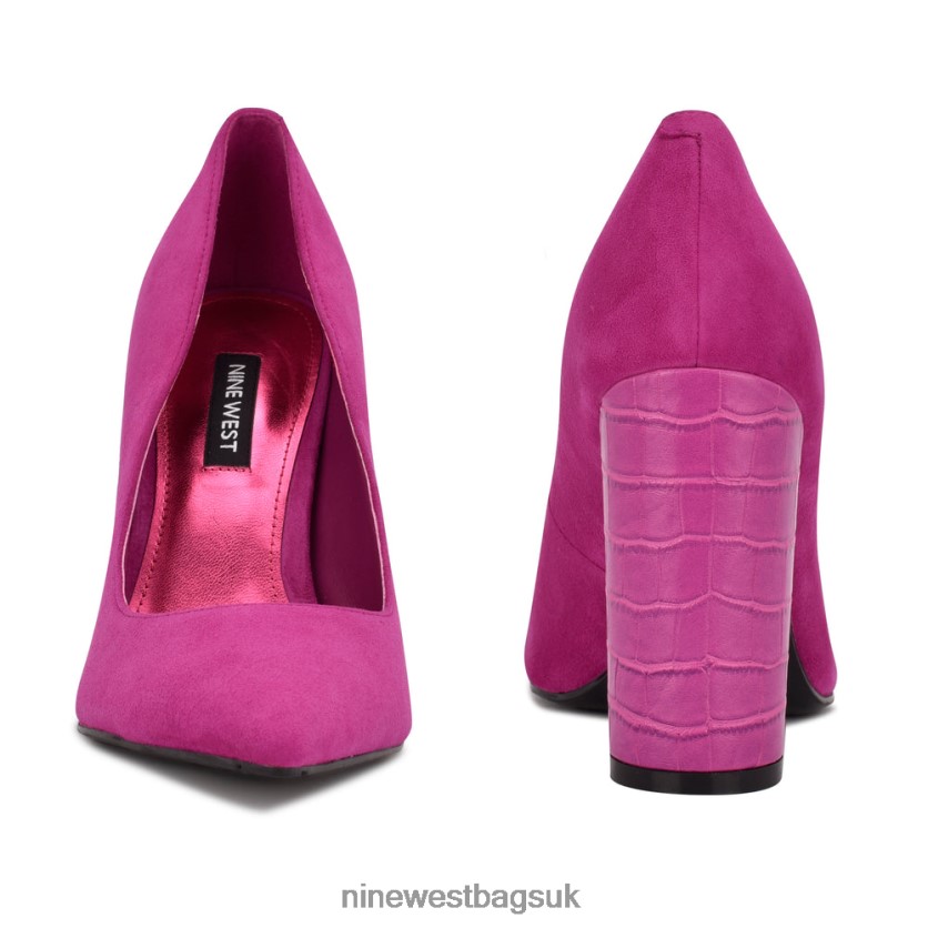 Nine West Power Dress Pumps RFX40B935 - Nine West UK Sale Pink Suede/Embossed Croco