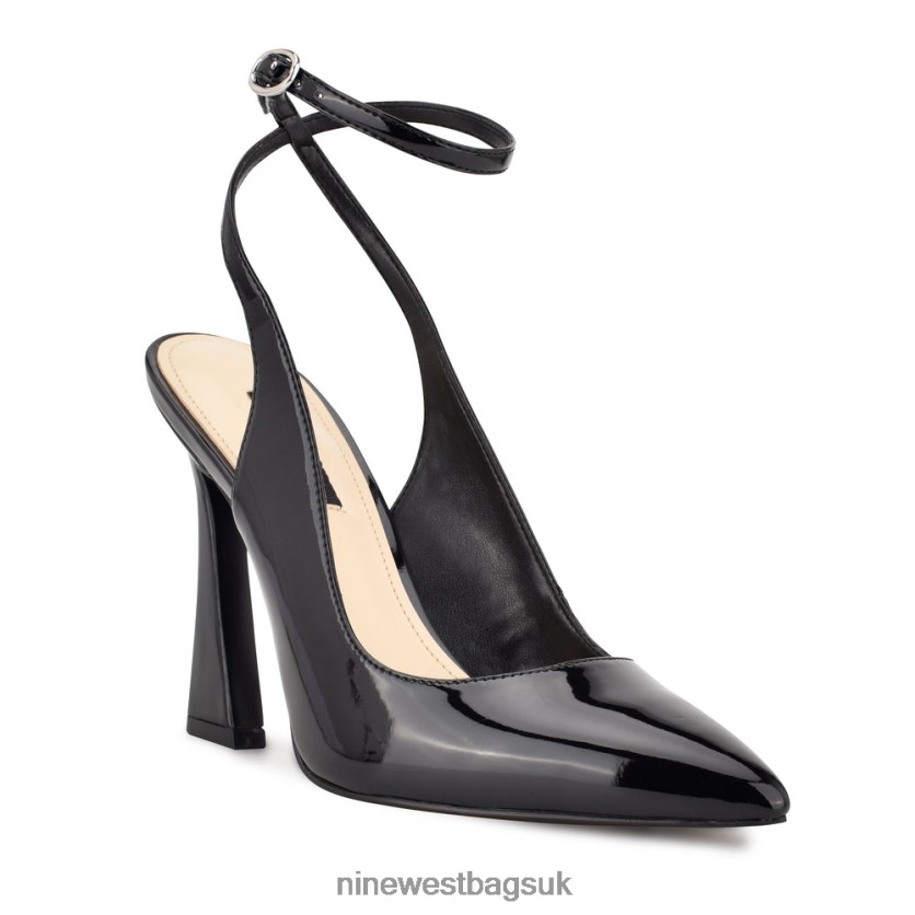 Nine West Tabita Ankle Strap Dress Pumps RFX40B1432 - Nine West Bags UK Black Patent