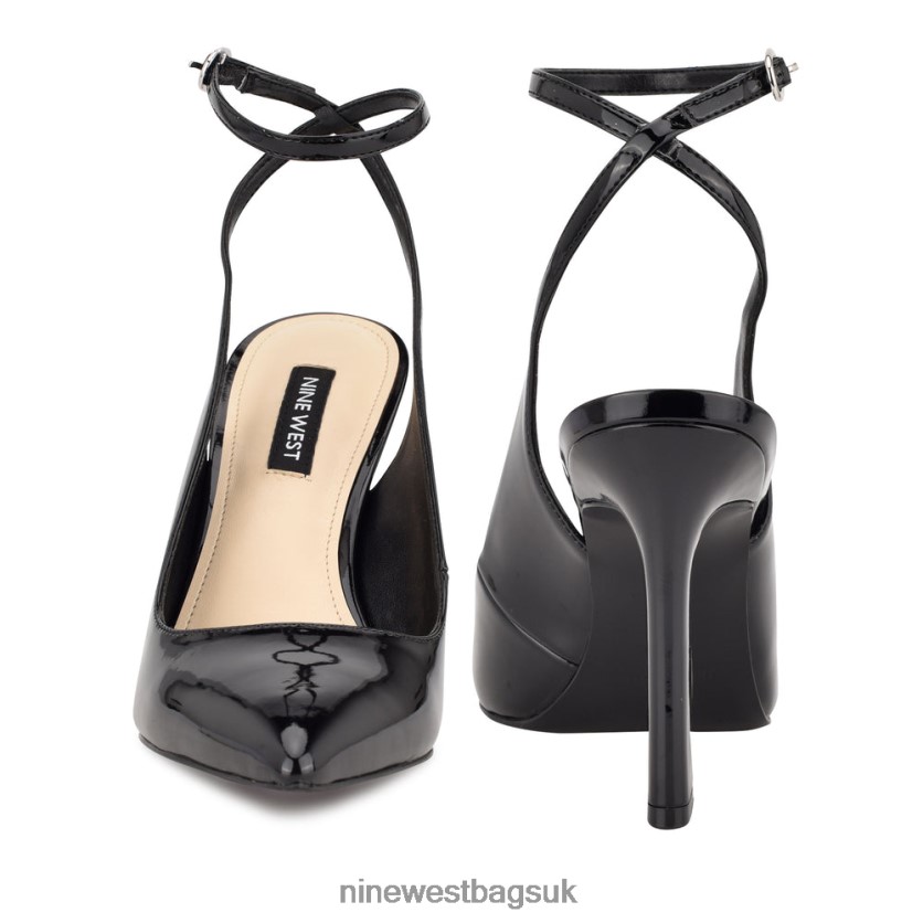 Nine West Tabita Ankle Strap Dress Pumps RFX40B1432 - Nine West Bags UK Black Patent