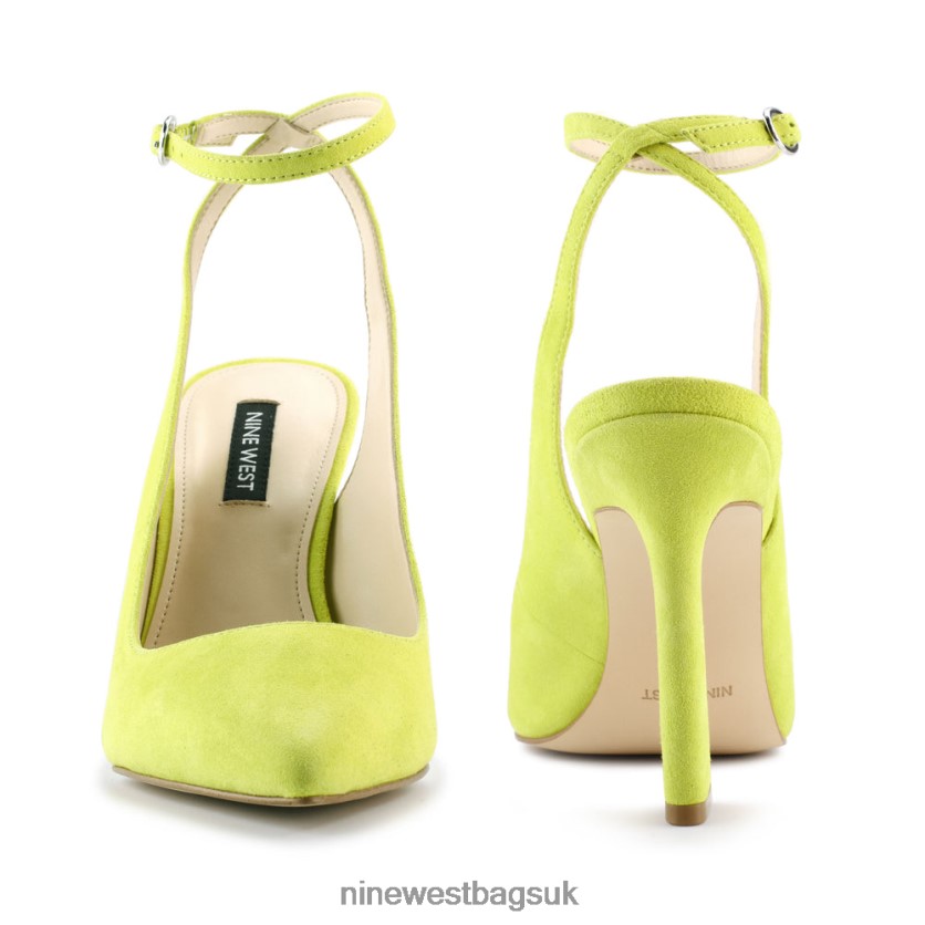 Nine West Tabita Ankle Strap Dress Pumps RFX40B1500 - Nine West Bags UK Neon Yellow Suede