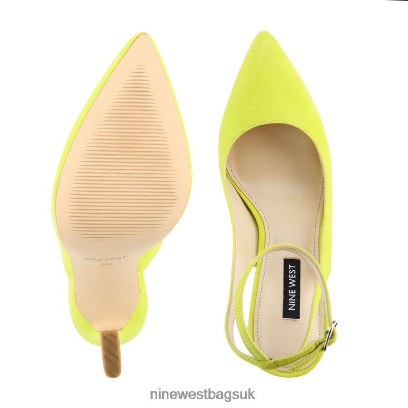 Nine West Tabita Ankle Strap Dress Pumps RFX40B1500 - Nine West Bags UK Neon Yellow Suede