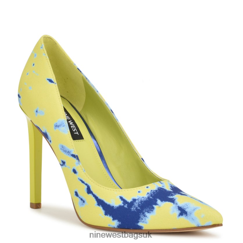 Nine West Tatiana Pointy Toe Pumps RFX40B1491 - Nine West UK Sale Neon Green Blue Tie Dye