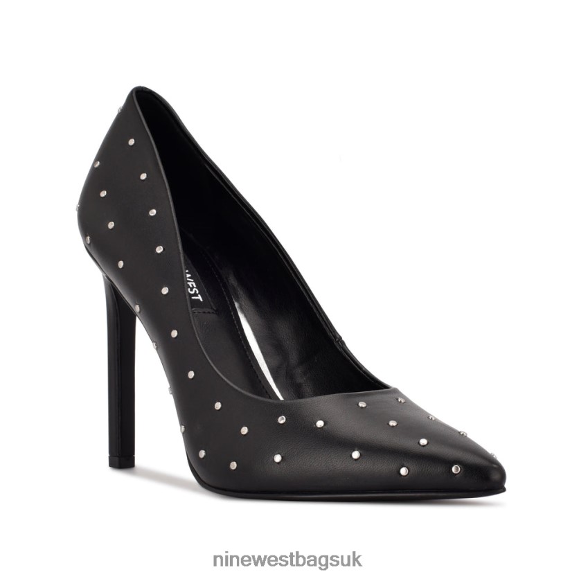 Nine West Tatiana Studded Pointy Toe Pumps RFX40B1525 - Nine West UK Black Leather Studded