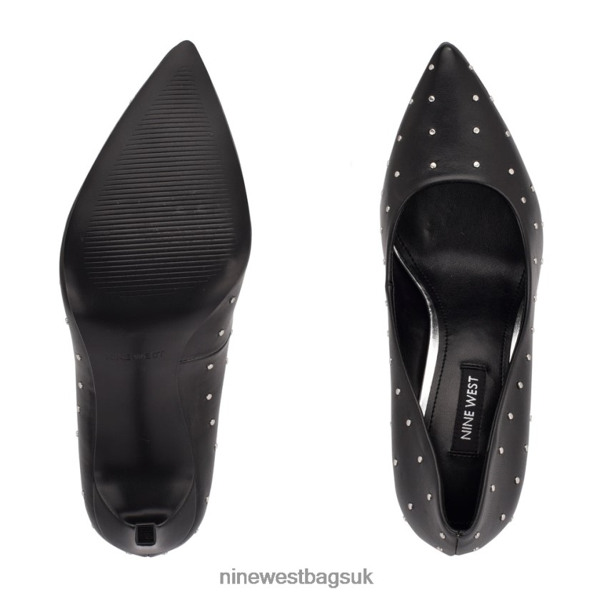 Nine West Tatiana Studded Pointy Toe Pumps RFX40B1525 - Nine West UK Black Leather Studded