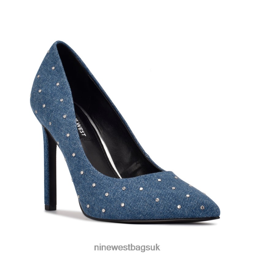 Nine West Tatiana Studded Pointy Toe Pumps RFX40B874 - Nine West Sandals UK Denim Studded
