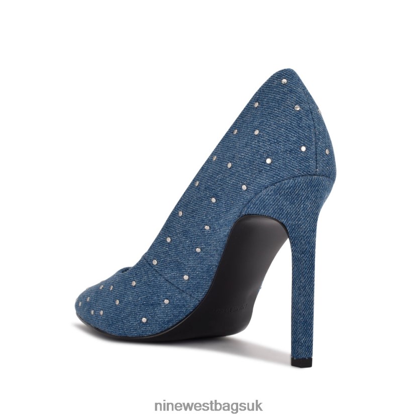 Nine West Tatiana Studded Pointy Toe Pumps RFX40B874 - Nine West Sandals UK Denim Studded